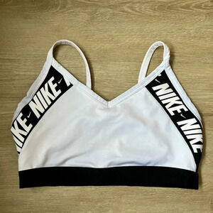 Nike Indy Logo Light Support Sports Bra White Women’s Size L Athletic Activewear